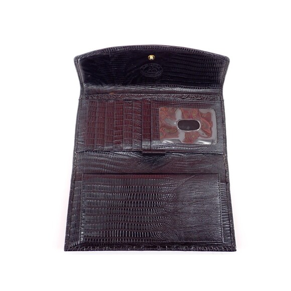 Brahmin Black Leather Credit Card Checkbook Photo Tri-Fold Wallet Mint! - Picture 14 of 15